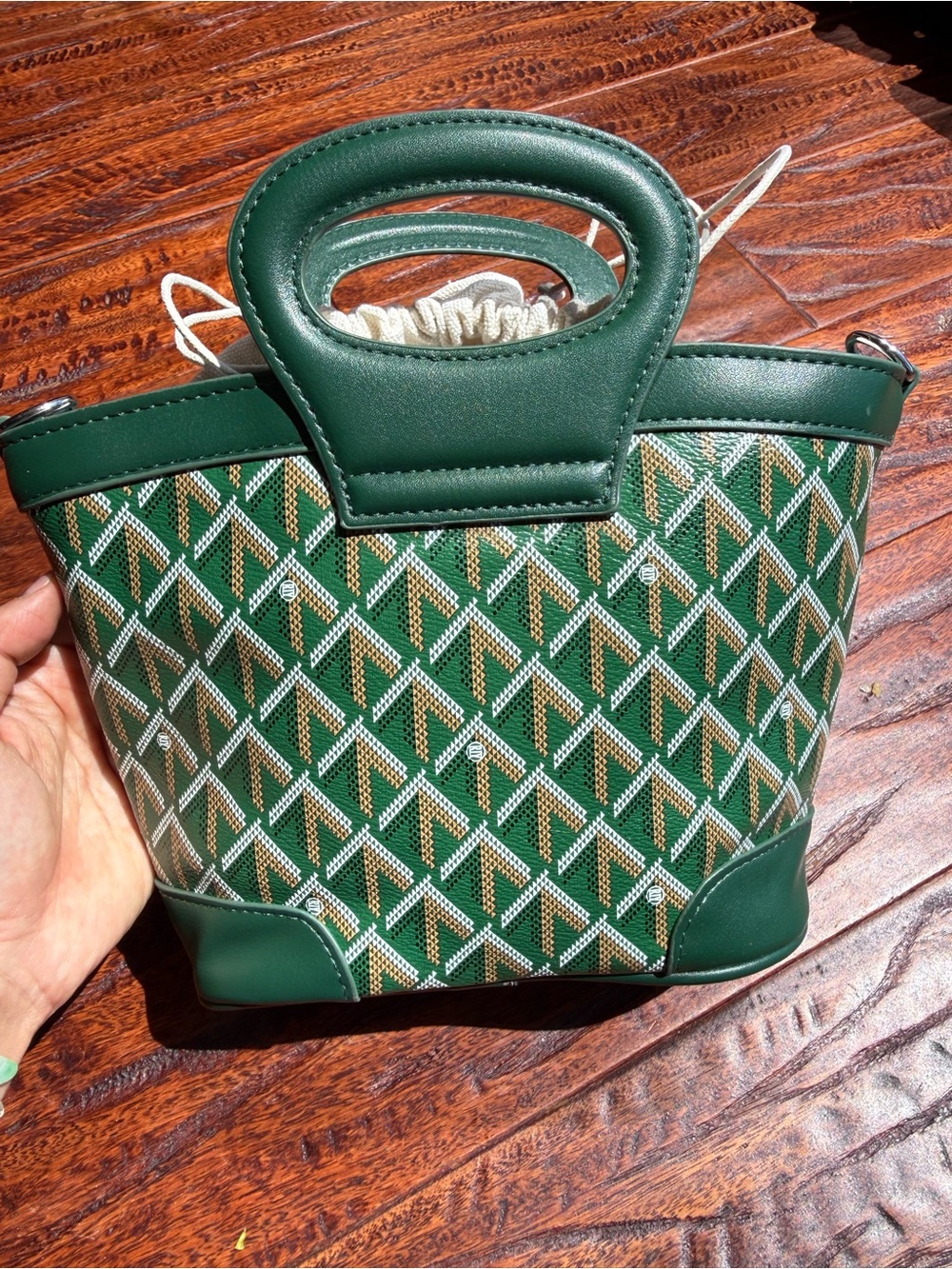 Japan Green Monogram Mini Bucket Crossbody Bag New